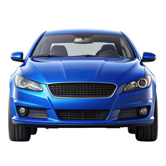 Naklejka premium Blue Car Front View isolated on transparent white background, clipping path