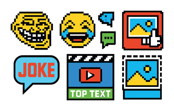 Retro meme elements collection for creative social media and online content design