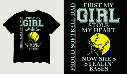 Proud softball dad t-shirt design for t-shirt quotes or poster svg printable cut file
