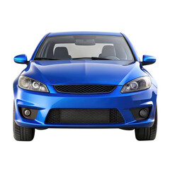 Naklejka premium Blue Car Front View isolated on transparent white background, clipping path