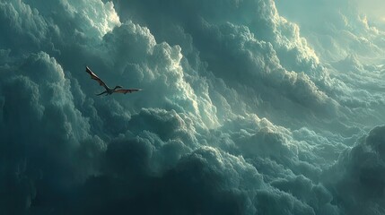 Epic dragon soars through stormy fantasy skies dramatic art illustration magical atmosphere