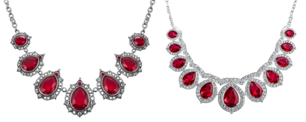  Elegant Silver Chain Necklace with Red Gemstones, Intricate Ornate Design, Isolated PNG (1).jpg