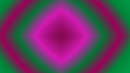 A vibrant, symmetrical diamond shape glows with pink and purple hues against a gradient green background