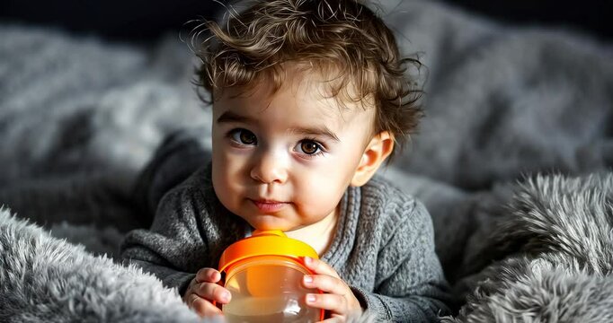 Baby Boy with Sippy Cup