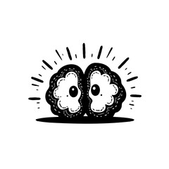 Whimsical brain illustration with radiating lines emphasizing cognitive function