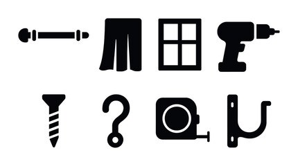 Obraz premium Home improvement solid icons set – tools, repair, diy project symbols