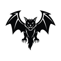 Powerful black gargoyle with open wings vector graphic perfect for halloween themed designs and spooky illustrations