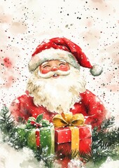 Cheerful Santa Claus with Gifts Surrounded by Holiday Decor
