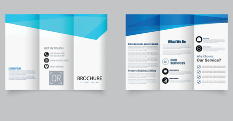 Modern Blue Trifold Brochure for IT Corporate Services Clean and Professional Layout