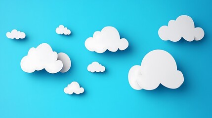 Paper Clouds with Blue Sky Background.