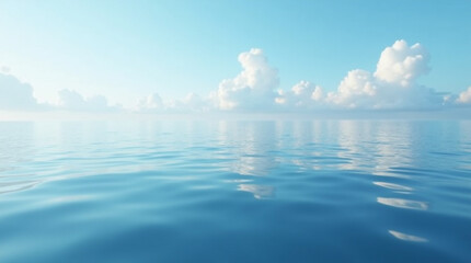  Reflections of Tranquility: Close-Up of a Calm Sea with Soft Clouds and Blue Sky in Ultra-Realistic Detail