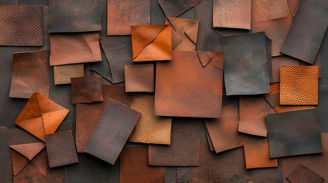 Assorted leather scraps in various shades of brown