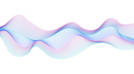 Abstract Wavy Lines Holographic Waveform Futuristic Contemporary Isolated Vector Design Element for 3d Backgrounds. Purple and Blue Colorful Rainbow Dynamic Fluid Motion Shapes