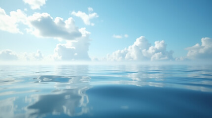  Reflections of Tranquility: Close-Up of a Calm Sea with Soft Clouds and Blue Sky in Ultra-Realistic Detail