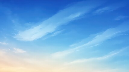 Obraz premium Expansive Blue Sky Filled with Soft White Clouds and Subtle Warm Hues Near Horizon During Daytime in Aerial Perspective