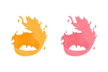 Honey and Strawberry Milk Splash – Curved Liquid Swirl with Droplets 