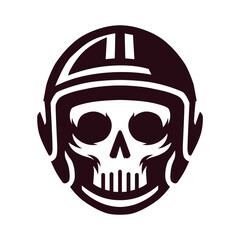 Skull Wearing a Motorcycle Helmet - Retro Biker Design