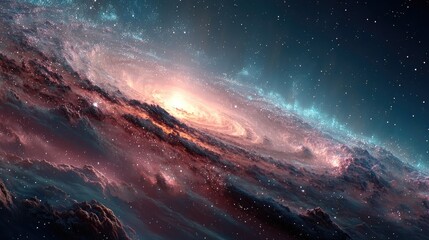 Fototapeta premium Cosmic exploration of deep space galaxy with colorful nebula stunning viewpoint science imagery