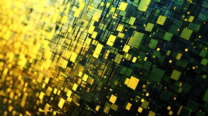 Gelb-gr&uuml;ne 3D-W&uuml;rfel in isometrischer Perspektive &ndash; leuchtendes abstraktes Design