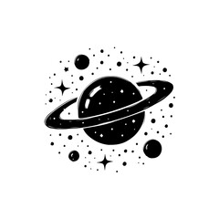 Abstract celestial body illustration with ring system and stellar scattering © LgsDesign