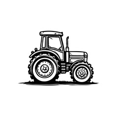 Monochrome depiction showcasing agricultural vehicle and farming innovation concept