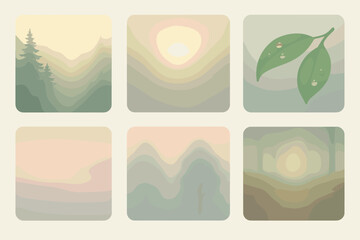 Nature and landscape icons set – filled, silhouette, environment and scenery symbols