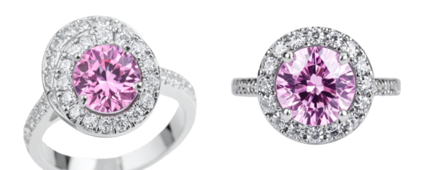  Elegant Pink Diamond Ring with Diamond Halo and White Gold Band, Round Cut Center Stone PNG (1).jpg