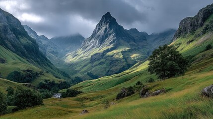 Fototapeta premium Majestic highland landscape with clouds over mountain peak scotland nature photography scenic view