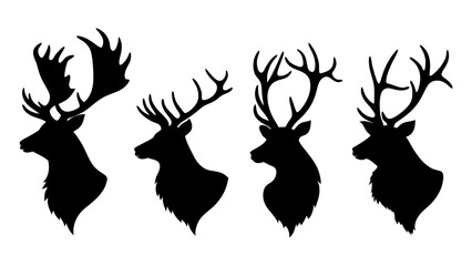 Obraz premium elk head silhouette collection set