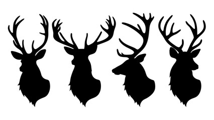 elk head silhouette collection set