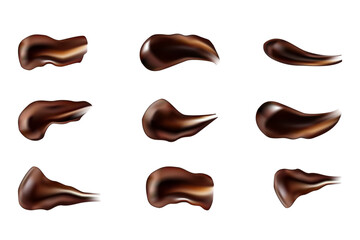 3D Realistic Chocolate Smears Set – Glossy Dark Cocoa Strokes