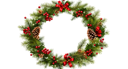  Christmas wreath, png clipart transparent background, cutout elements for design and illustration, isolated on white background.