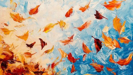 Autumn leaves in vibrant colors, abstract art