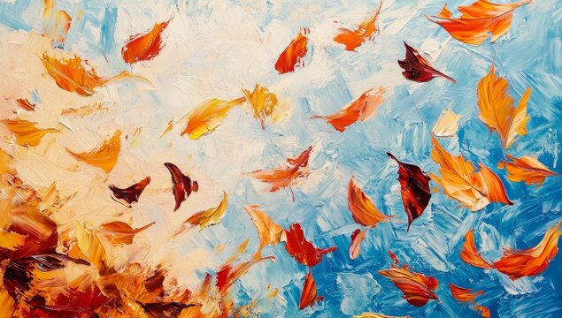 Autumn leaves in vibrant colors, abstract art