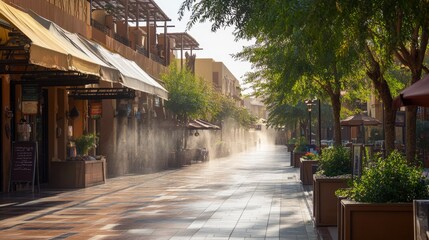 Fototapeta premium A Sunny Morning Stroll Through a Quaint Outdoor Marketplace