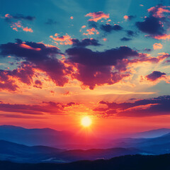 Sunset is the most beautiful landscape. Creative banner. Copyspace image