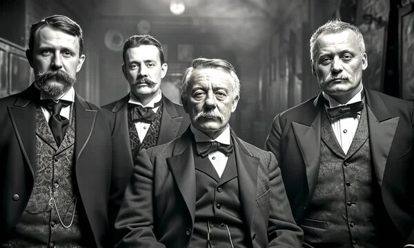 Portrait of business people of 1920th, history and documentary concept