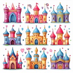 Fototapeta premium set seamless pattern with castle