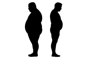 Weight loss before and after silhouette illustration