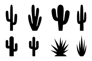 Cactus and succulent silhouettes vector illustration