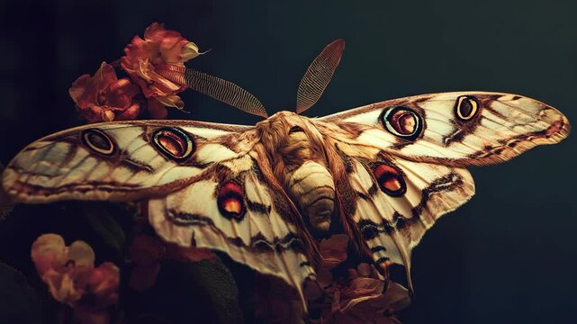 Macro shot of a moth on a flower