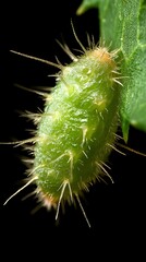 Naklejka premium Close-up view of a vibrant green pupa.