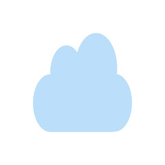 Illustration of a single light blue cloud with rounded edges isolated on a white background in simple style