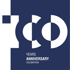 Anniversary logo design. Modern negative space set of numbers. 100 years blue white vector illustration