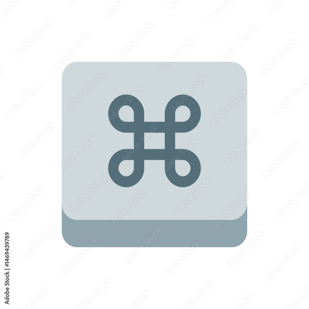 Poster a light gray rounded square button featuring a darker gray command symbol in the center of the squar