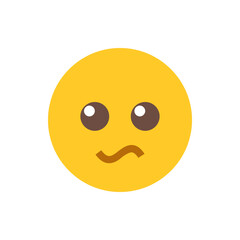 Yellow circular emoji with brown eyes and a squiggly mouth expressing a questioning expression look 99 char