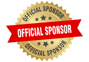official sponsor. official sponsor round red and gold label isolated on transparent background