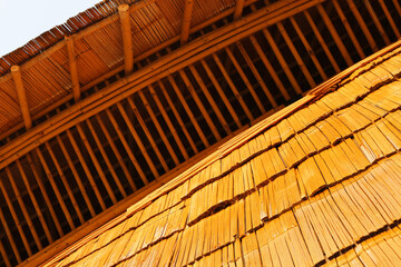 Exterior bamboo wall panel pattern background.
