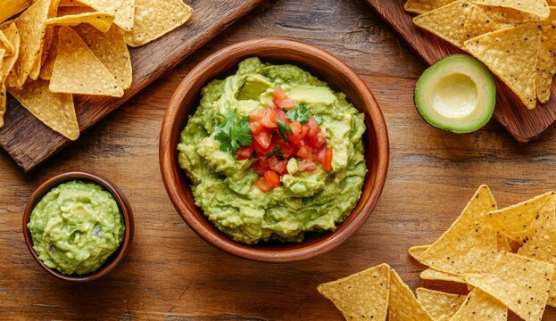 Fresh guacamole with tortilla chips - Powered by Adobe