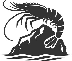 Vector silhouette of a shrimp 